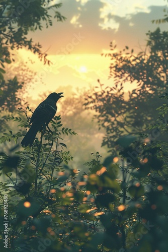 Birdwatching in a lush reserve, binoculars in hand, melodious calls, peaceful afternoon discovery , octane render