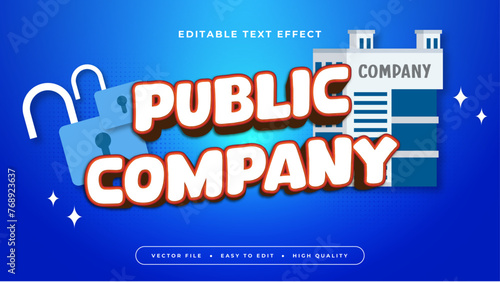 Blue white and red public company 3d editable text effect - font style