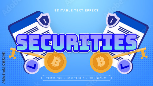 Blue white and orange securities 3d editable text effect - font style