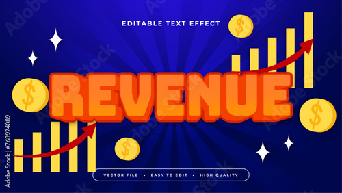 Orange yellow and blue revenue 3d editable text effect - font style