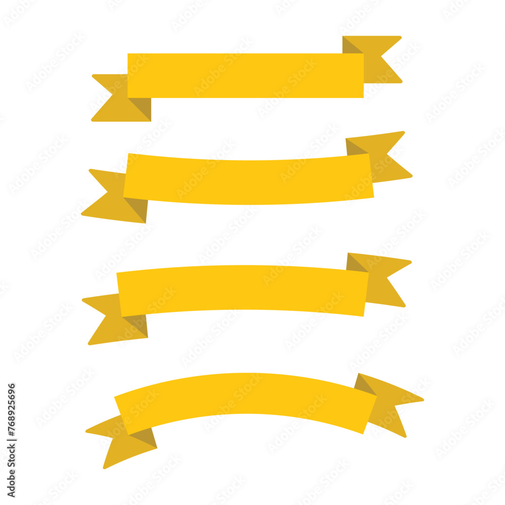 Yellow Wave ribbon Icon Vector. Ribbon banner set. Ribbons collection. Ribbons and Ribbon icons. Vector illustration. Eps file 380.