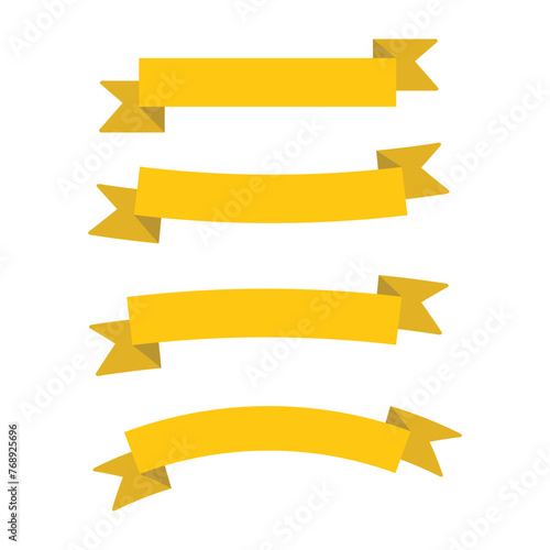 Free Download Yellow Wave ribbon Icon Vector. Ribbon banner set. Ribbons collection. Ribbons and Ribbon icons. Vector illustration. Eps file 380. - GFXLoad