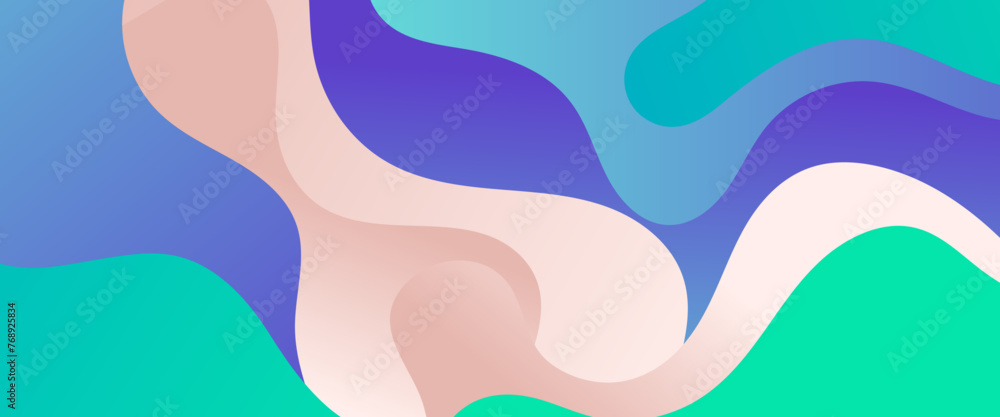 Blue beige and green vector gradient abstract simple banner with wave and liquid shapes. Vector design layout for presentations, flyers, posters, background, annual report and invitations