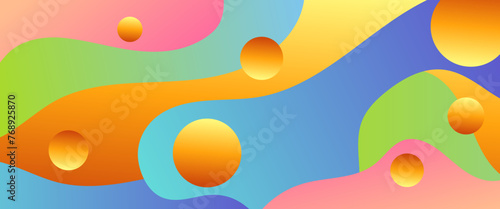 Colorful minimalist abstract gradient simple banner with wave shapes. Vector design layout for presentations, flyers, posters, background, annual report, invitations © Roisa