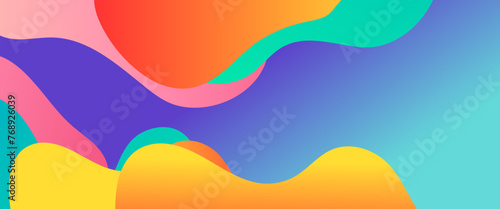 Colorful vector gradient modern and simple abstract banner with waves shapes. Vector design layout for presentations, flyers, posters, background, annual report, invitations
