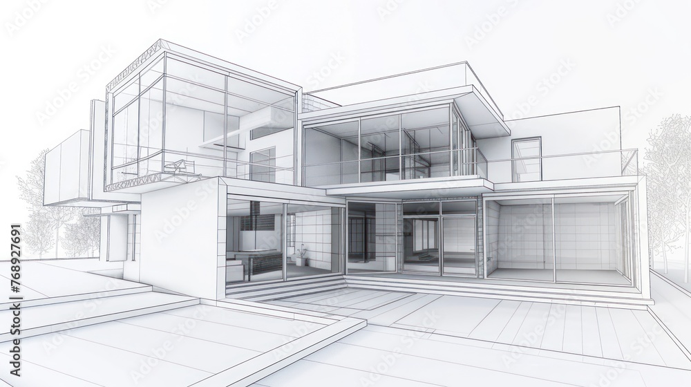 Architectural image of white modern building Architectural image of white modern building