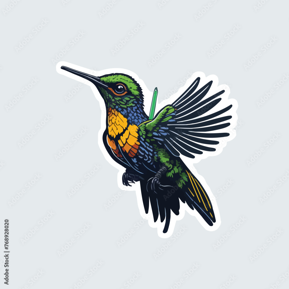 Obraz premium Vector hummingbird animal cartoon sticker