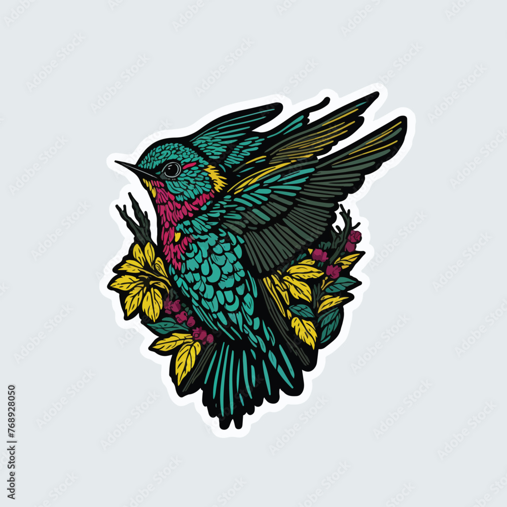 Obraz premium Vector hummingbird animal cartoon sticker
