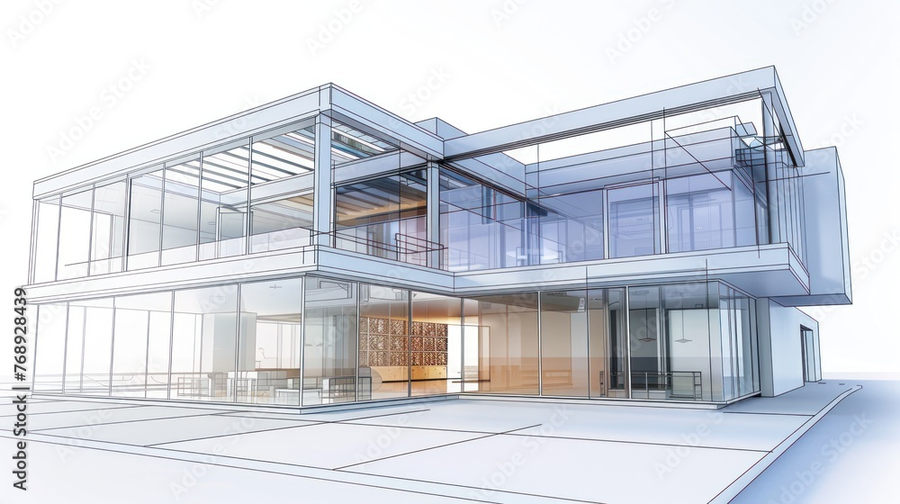 Architectural image of white modern building Architectural image of white modern building