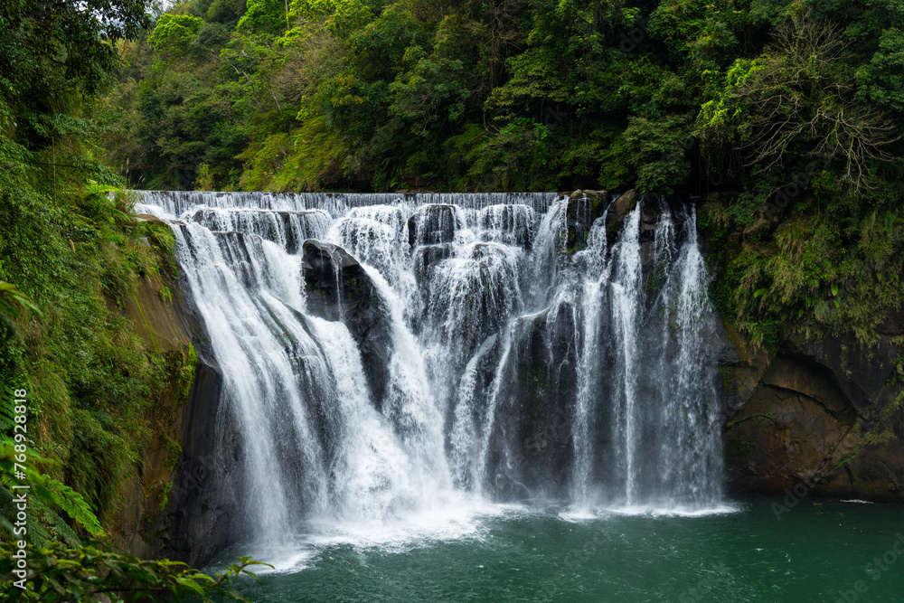 Beautiful Shifen waterfall in Pingxi at Taiwan
