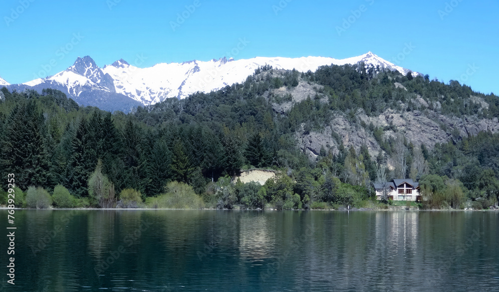 Beautiful view of the village of Llao Llao in Bariloche on a summer day.