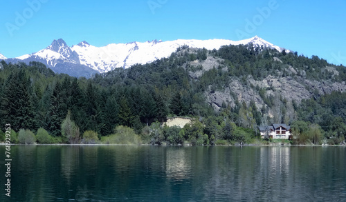 Beautiful view of the village of Llao Llao in Bariloche on a summer day.