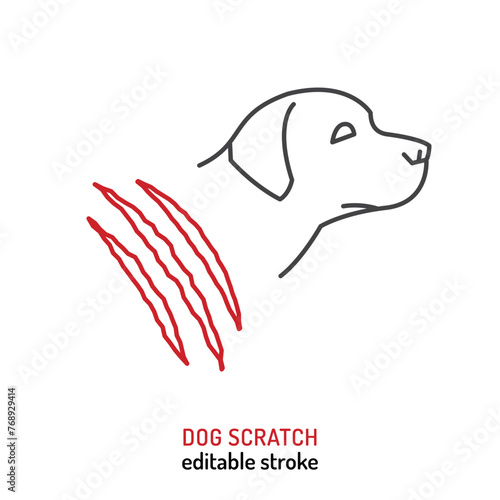 Dog scratch. Common pet behavior symbol. Excessive scratching.