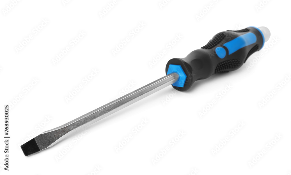 One screwdriver with color handle isolated on white One screwdriver with color handle isolated on white