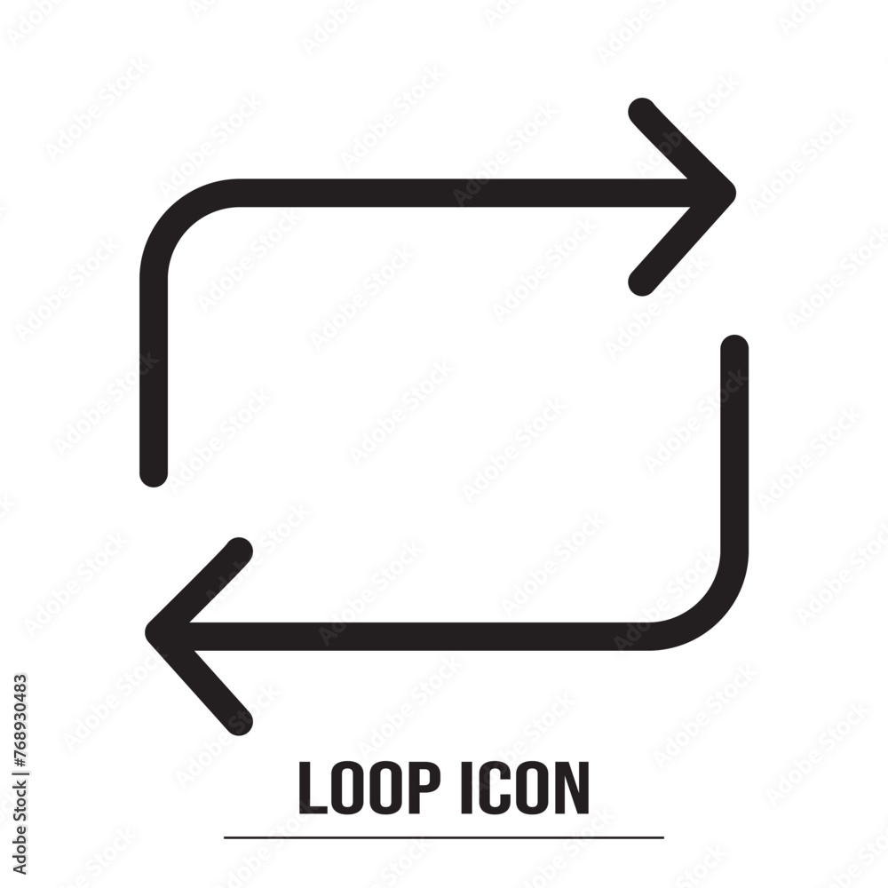 Arrow sign reload refresh rotation loop pictogram. Simple black icon on white background. Modern mono solid plain flat minimal style. Vector illustration web design elements save in 10 eps. Arrow sign reload refresh rotation loop pictogram. Simple black icon on white background. Modern mono solid plain flat minimal style. Vector illustration web design elements save in 10 eps.