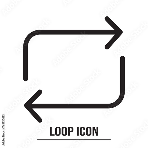 Arrow sign reload refresh rotation loop pictogram.  Simple black icon on white background. Modern mono solid plain flat minimal style. Vector illustration web design elements save in 10 eps. photo