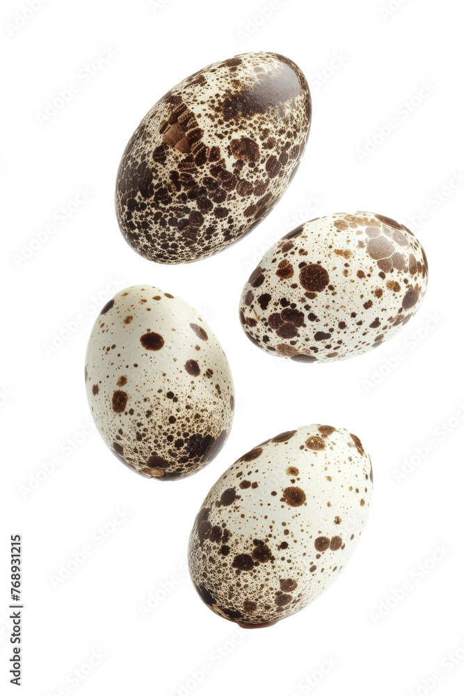 Falling quail egg, isolated on white background, clipping path, full depth of field Falling quail egg, isolated on white background, clipping path, full depth of field