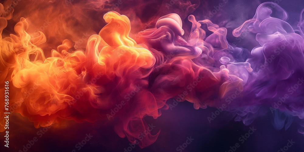 Fototapeta premium Leuchtfarbenes Hintergrundmotiv in einzigartigen welligen racuhigen Design mit vielen bunten Farben als Explosion im Querformat für Banner
