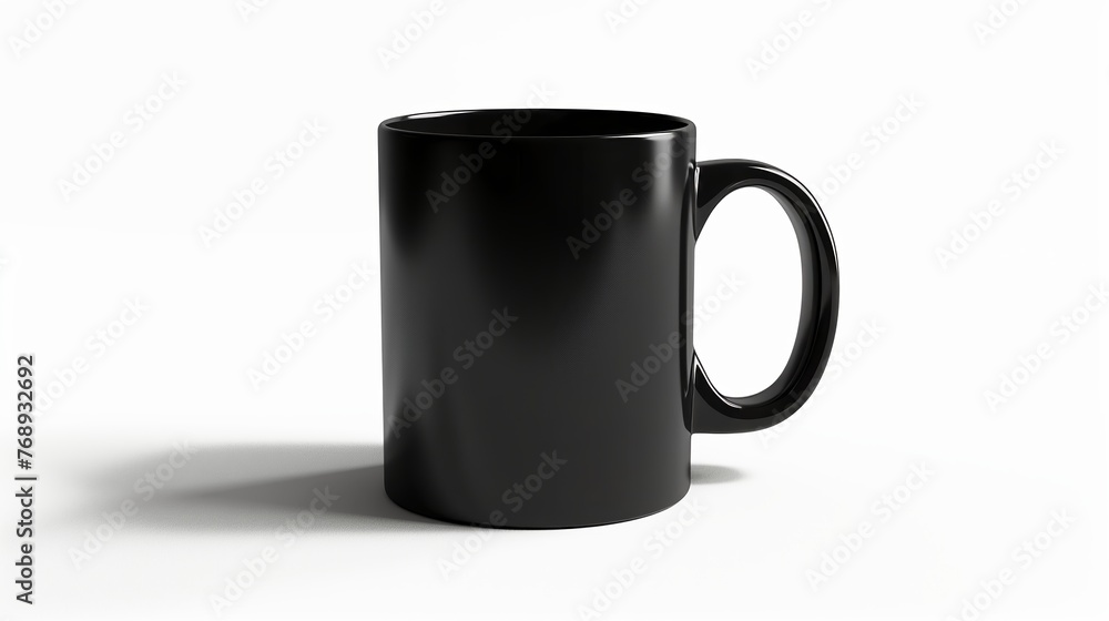 A photograph of a plain black coffee mug on a white background. Generated by artificial intelligence. A photograph of a plain black coffee mug on a white background. Generated by artificial intelligence.