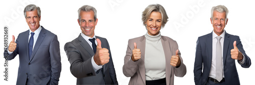 Set of successful business people is diverse in gender and age. Smiling happy on transparent background PNG © I LOVE PNG