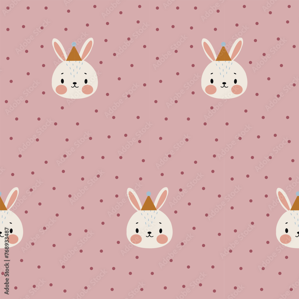Cute polka dot pattern and animal head. Great for wallpaper, backgrounds, packaging, fabric, scrapbook