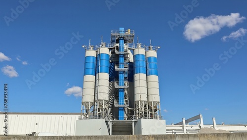 Canvas Print Cement silos in a concrete batch plant