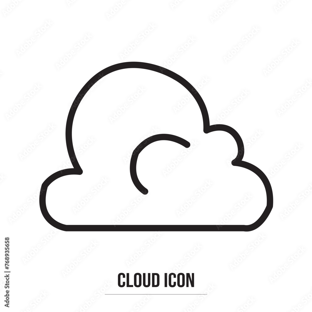 Cloud icon vector. Line sky symbol. Trendy flat weather outline ui sign design in white background. Thin linear graphic pictogram for web site, mobile application. Logo illustration. Eps10. Cloud icon vector. Line sky symbol. Trendy flat weather outline ui sign design in white background. Thin linear graphic pictogram for web site, mobile application. Logo illustration. Eps10.