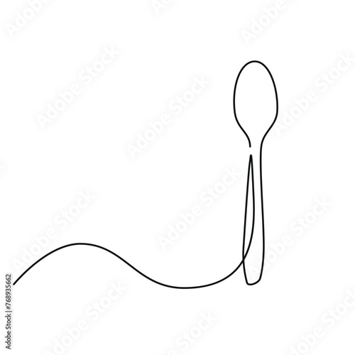 A teaspoon one line. White background.