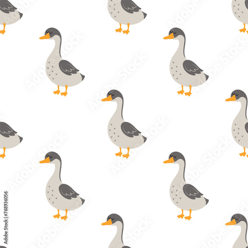 seamless pattern with cartoon goose
