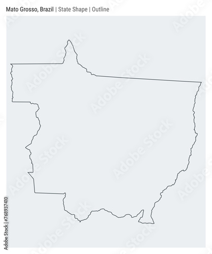 Mato Grosso, Brazil. Simple vector map. State shape. Outline style. Border of Mato Grosso. Vector illustration. photo