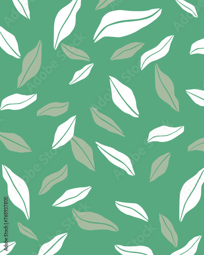 Leaf pattern green nature background illustration vector print art layout paper apparel vintage decorative editable