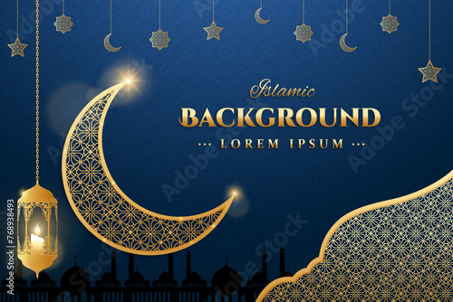 Realistic three dimensional islamic ornamental background