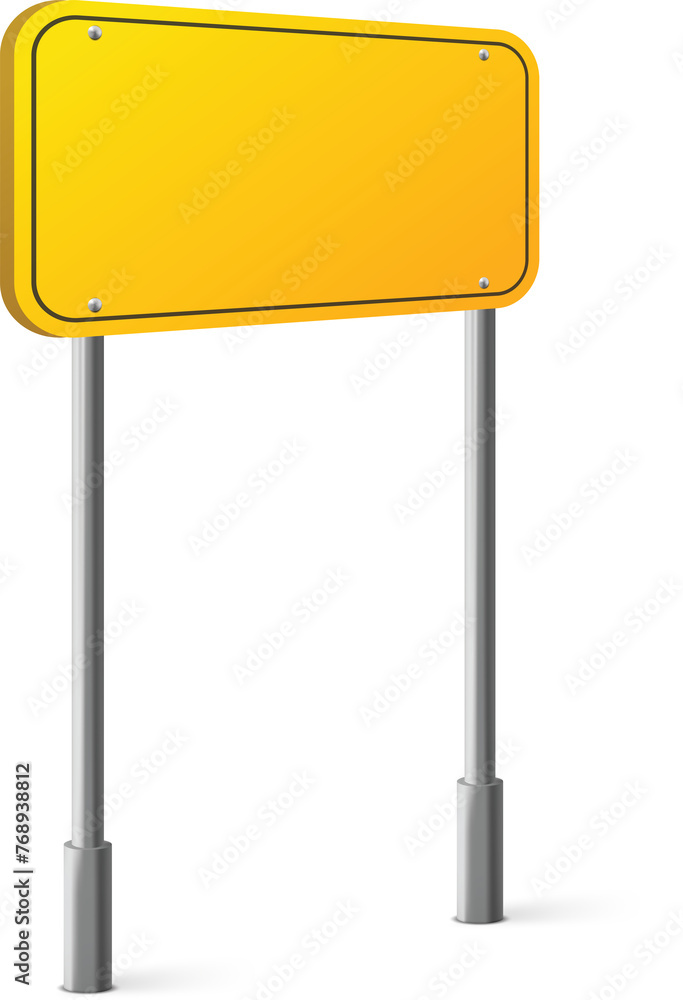 Yellow street sign board on metal pole Yellow street sign board on metal pole
