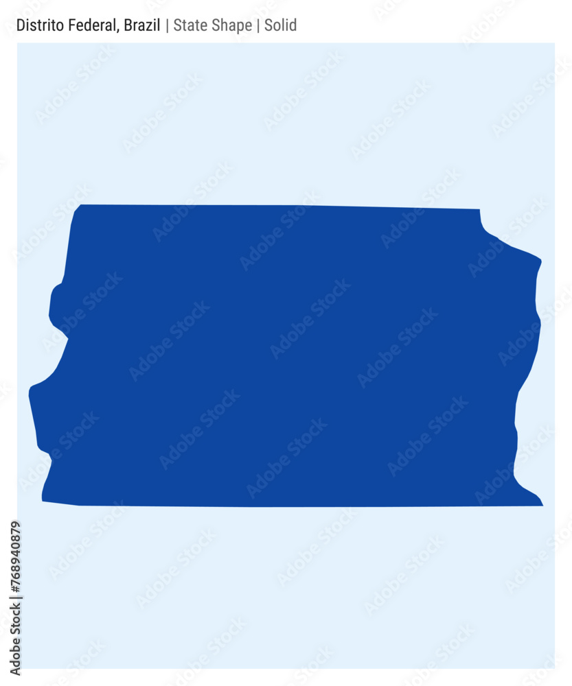 Distrito Federal, Brazil. Simple vector map. State shape. Solid style. Border of Distrito Federal. Vector illustration. Distrito Federal, Brazil. Simple vector map. State shape. Solid style. Border of Distrito Federal. Vector illustration.