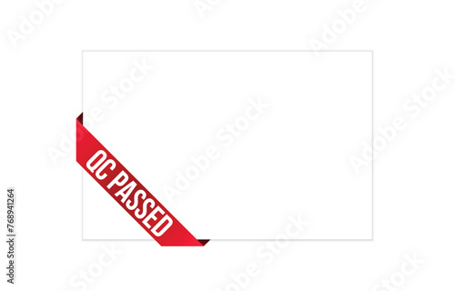 Vector illustration modern QC passed banner, Isolated web element.