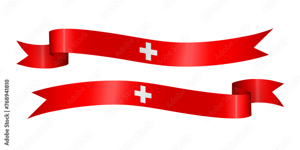 set of flag ribbon with colors of Switzerland for independence day celebration decoration set of flag ribbon with colors of Switzerland for independence day celebration decoration
