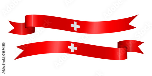 set of flag ribbon with colors of Switzerland for independence day celebration decoration