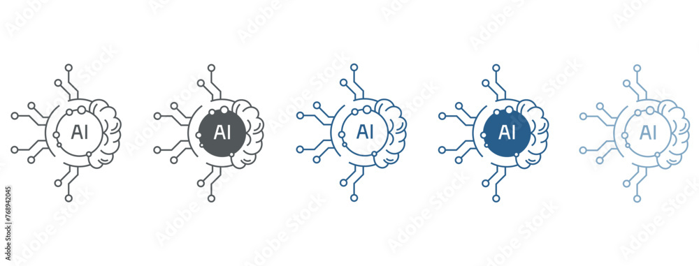 Artificial intelligence AI icon set. Vector illustration Artificial intelligence AI icon set. Vector illustration