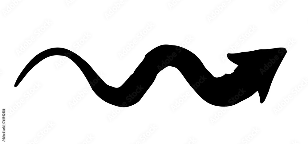 Ink arrow curled symbol hand painted with brush in swoosh whimsical style. Png clipart isolated on transparent background Ink arrow curled symbol hand painted with brush in swoosh whimsical style. Png clipart isolated on transparent background