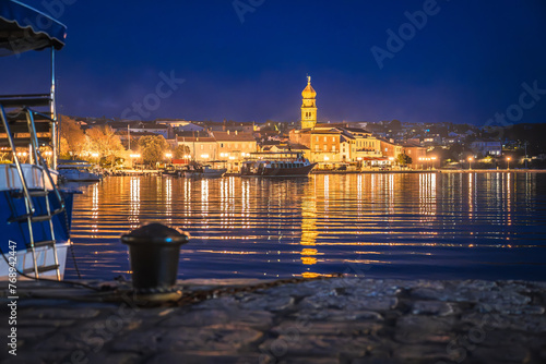 Island town of Krk evening waterfront view