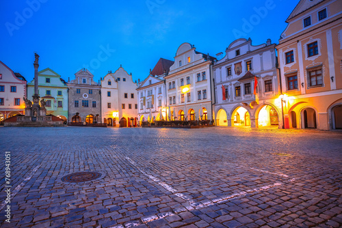 Cesky Krumlov main square scenic architecture dawn view