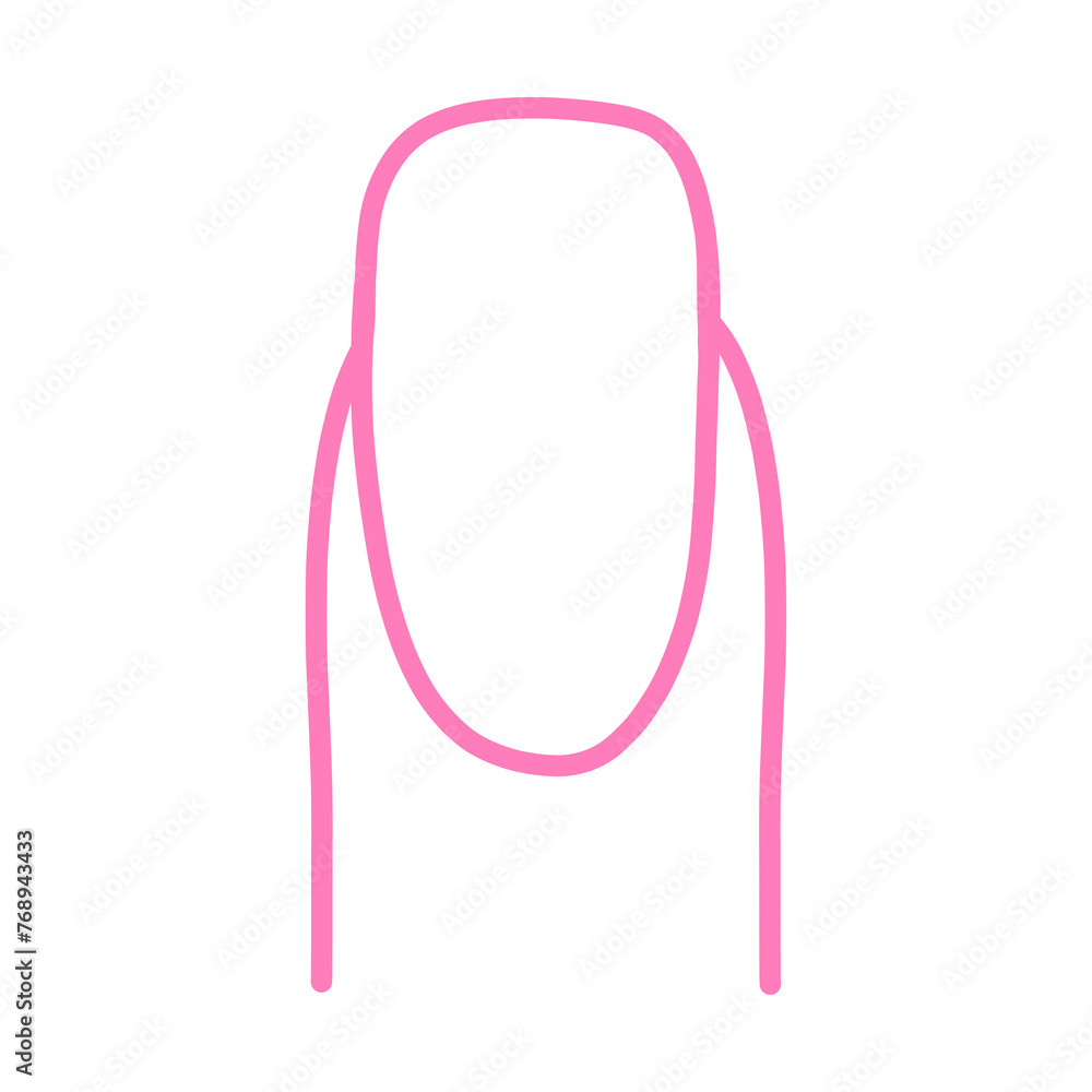 Pink Square Oval Nail Shape Outline, Manicure line icon Pink Square Oval Nail Shape Outline, Manicure line icon