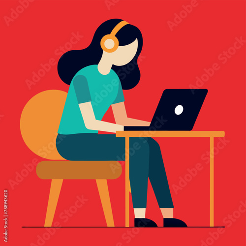 Work at home concept in flat design illustration