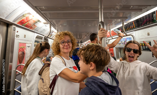 Photography Joyful Subway Passengers in New York City
