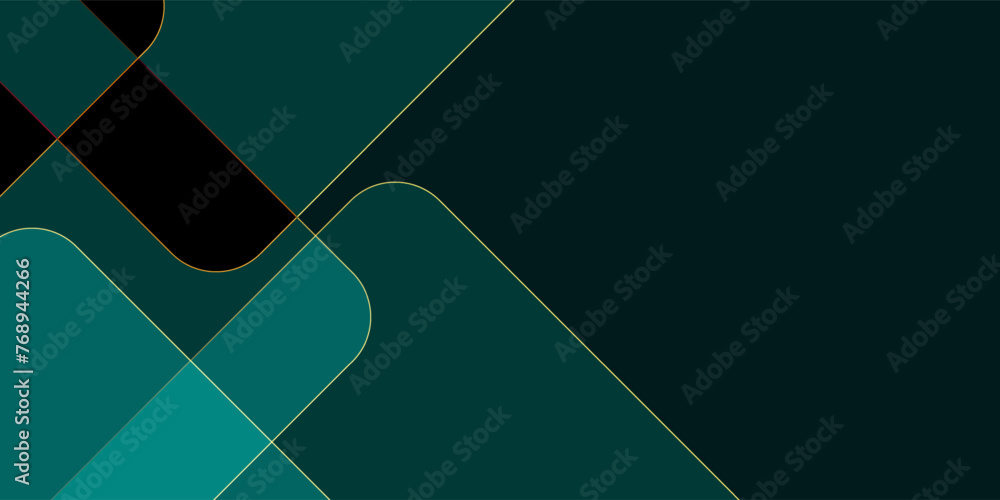 Dark green abstract background with gold lines and shadow. Geometric ...