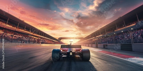 Sunset Race Car on Track