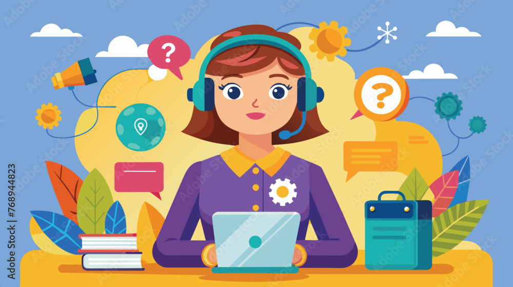 Virtual Assistant Providing Support With Headset and Tablet Virtual Assistant Providing Support With Headset and Tablet