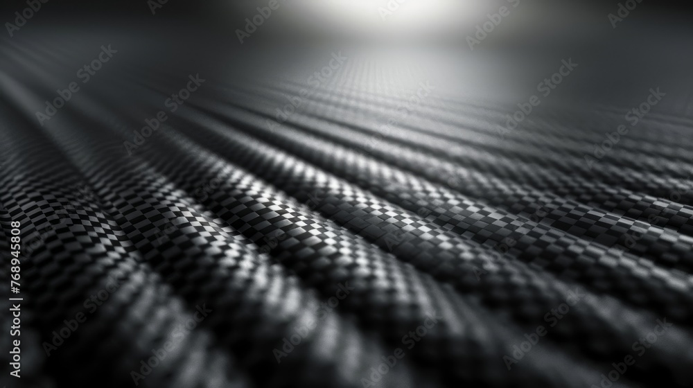 Grey carbon fiber texture with a checkered pattern and light play. Macro photography of grey carbon fiber for industrial and modern design. Grey carbon fiber texture with a checkered pattern and light play. Macro photography of grey carbon fiber for industrial and modern design.