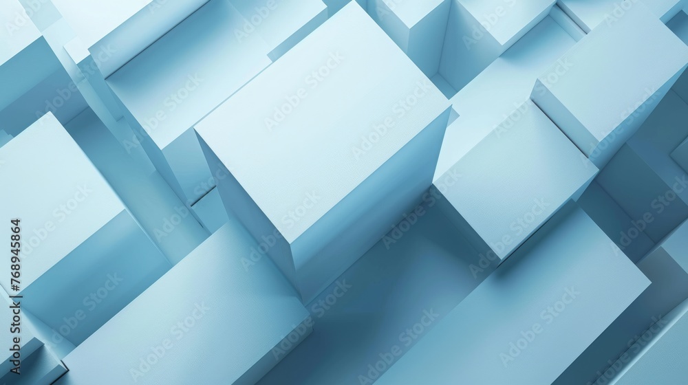 Light blue geometric boxes in a 3D architectural pattern. Clean monochromatic design of open and solid cubes. Serene and structured blue cube arrangement in 3D space. Light blue geometric boxes in a 3D architectural pattern. Clean monochromatic design of open and solid cubes. Serene and structured blue cube arrangement in 3D space.