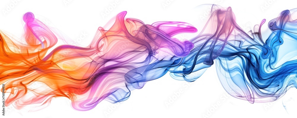 Liquid wave in purple blue and orange colors isolated. Abstract swirl